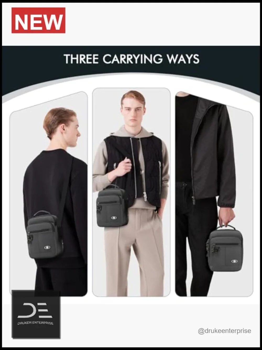 Waterproof Nylon Crossbody Messenger Bag for Men Tablet Shoulder Bag Work Travel